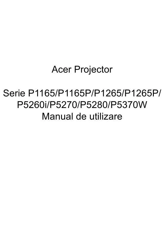 Mode d'emploi ACER P1165P