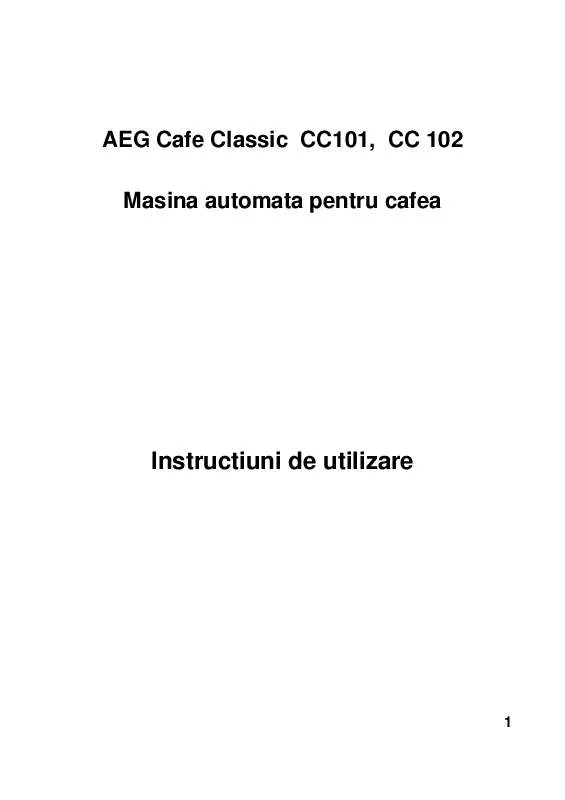 Mode d'emploi AEG-ELECTROLUX CAFE CLASSIC 101