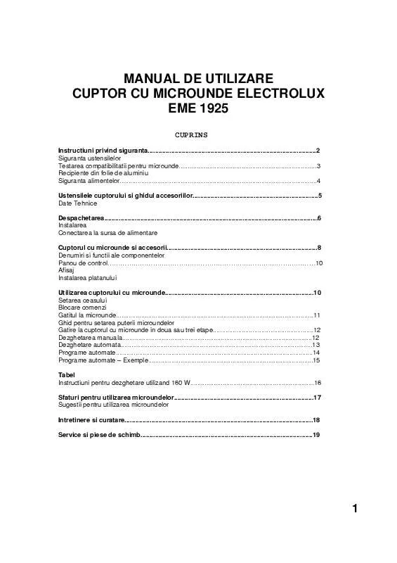 Mode d'emploi AEG-ELECTROLUX EME1925