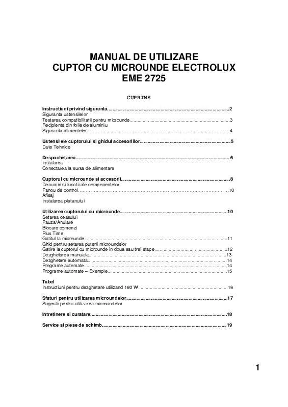 Mode d'emploi AEG-ELECTROLUX EME2725