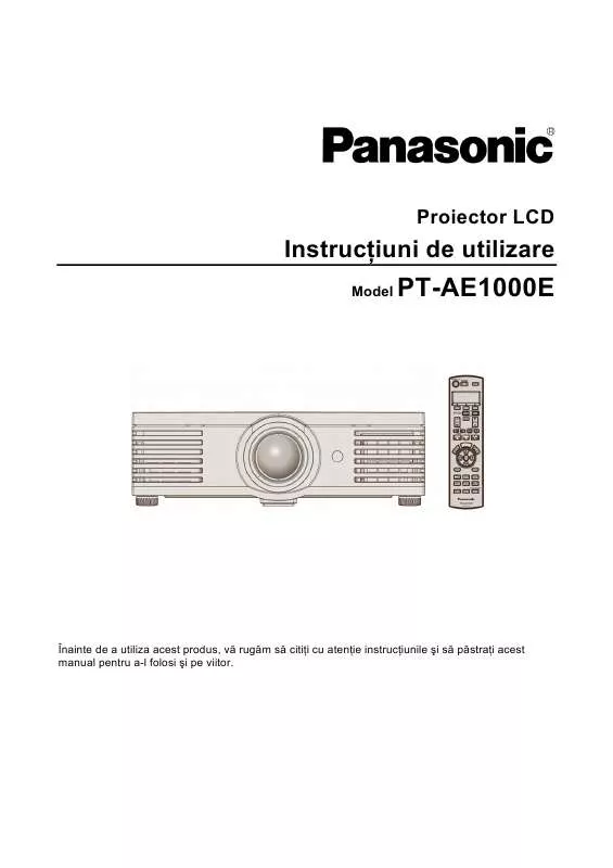Mode d'emploi PANASONIC PT-AE1000E