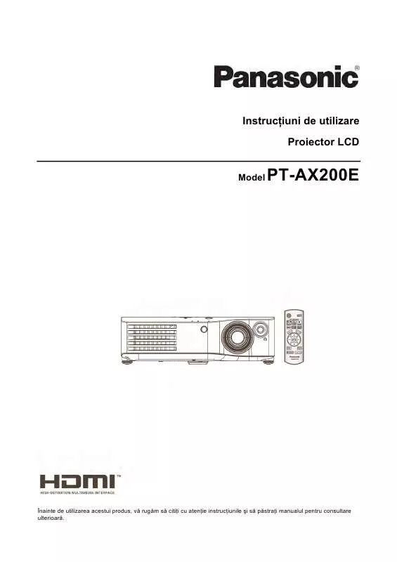 Mode d'emploi PANASONIC PT-AX200E