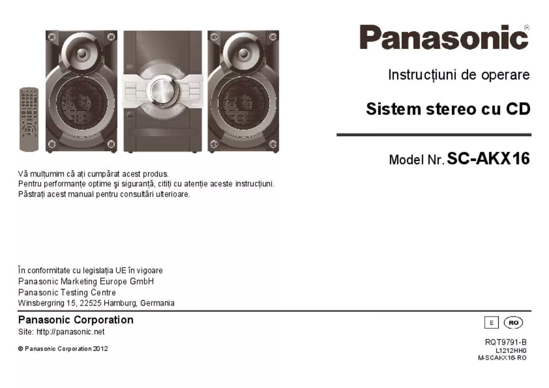 Mode d'emploi PANASONIC SC-AKX16E