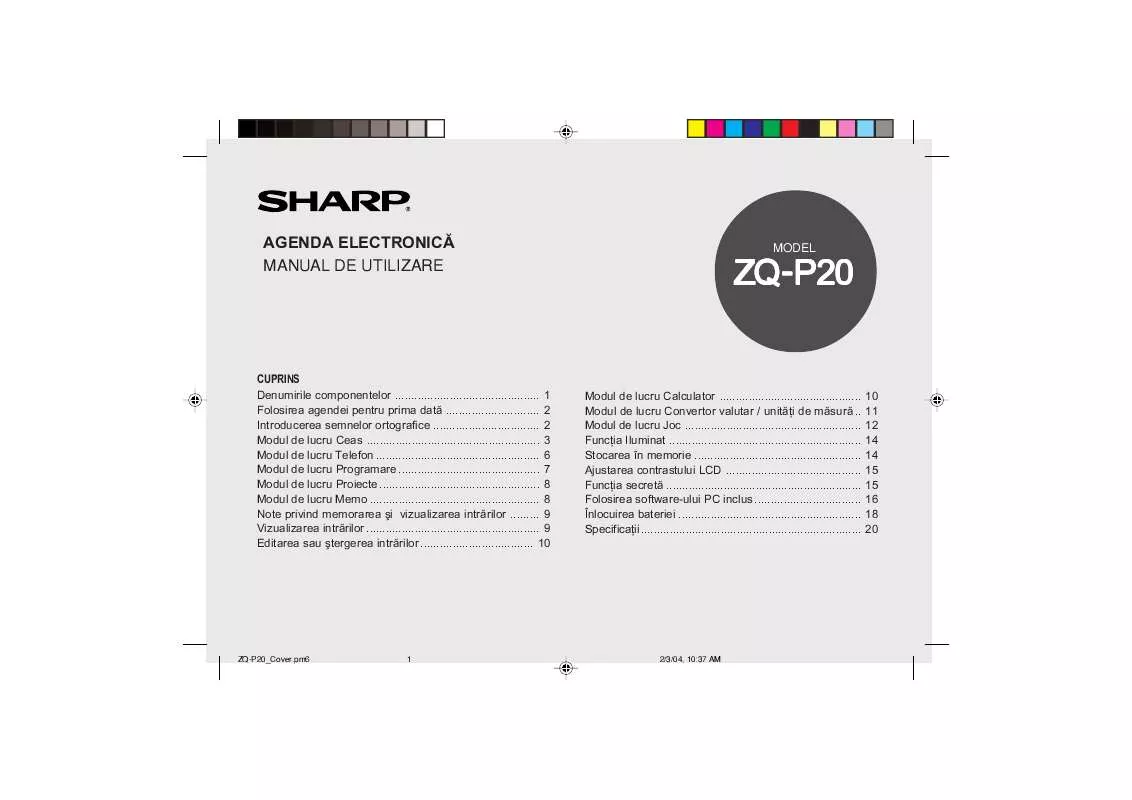 Mode d'emploi SHARP ZQ-P20