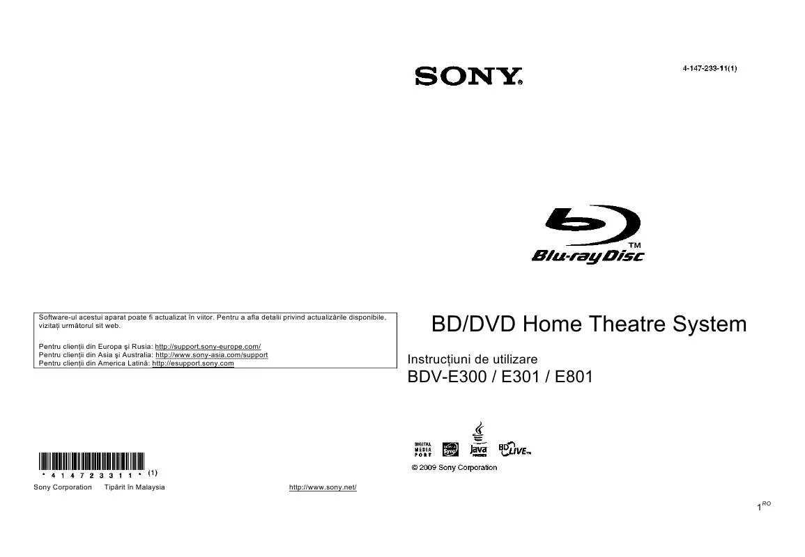 Mode d'emploi SONY BDV-E300