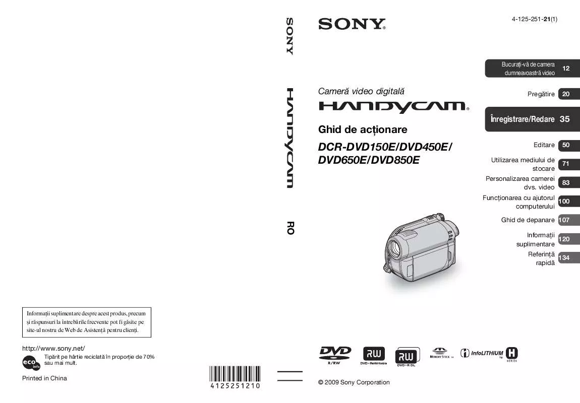 Mode d'emploi SONY DCR-DVD450E