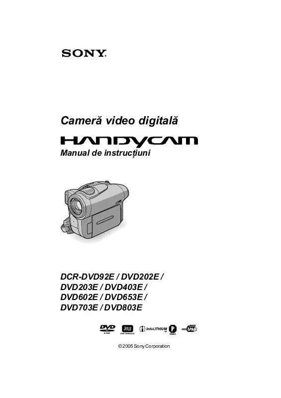 Mode d'emploi SONY DCR-DVD602E