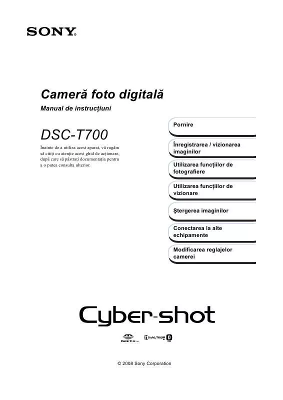 Mode d'emploi SONY CYBER-SHOT DSC-T700
