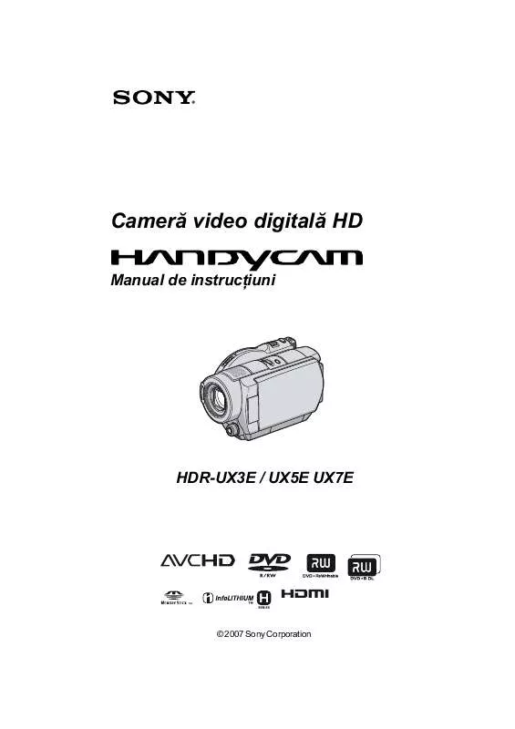 Mode d'emploi SONY HDR-UX7