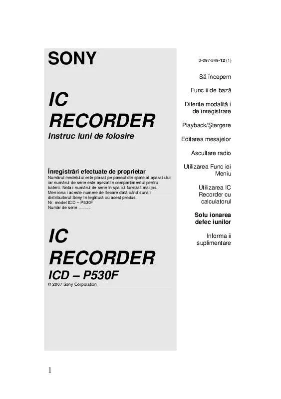 Mode d'emploi SONY ICD-P530F