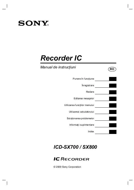 Mode d'emploi SONY ICD-SX800