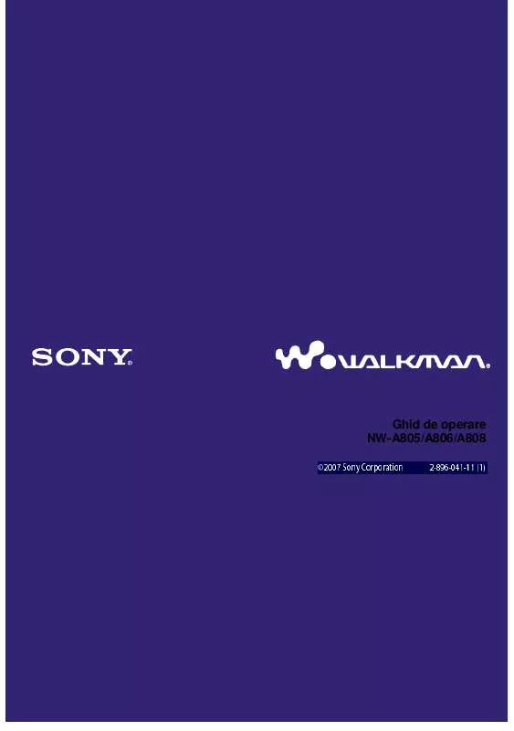 Mode d'emploi SONY NW-A806