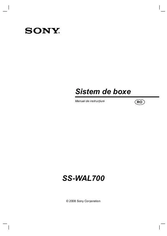 Mode d'emploi SONY SS-WAL700