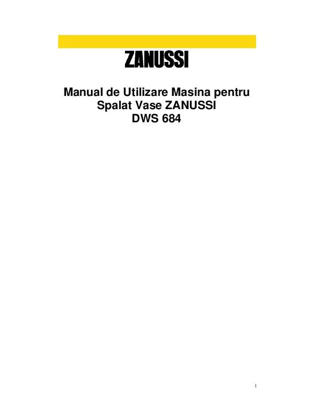 Mode d'emploi ZANUSSI DWS684