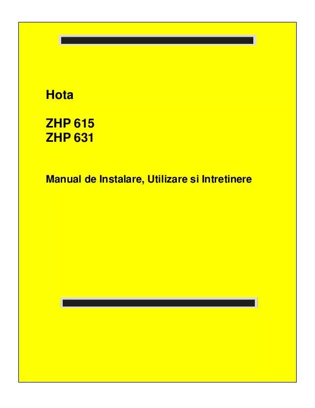 Mode d'emploi ZANUSSI ZHP615X