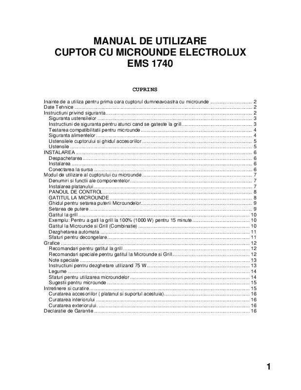 Mode d'emploi AEG-ELECTROLUX EMS1740