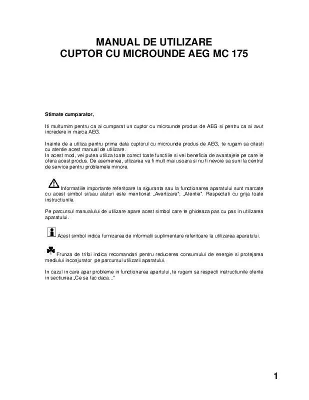 Mode d'emploi AEG-ELECTROLUX MC175