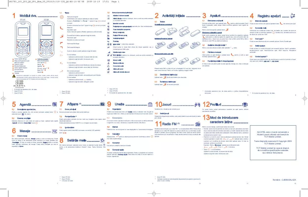 Mode d'emploi ALCATEL OT-103