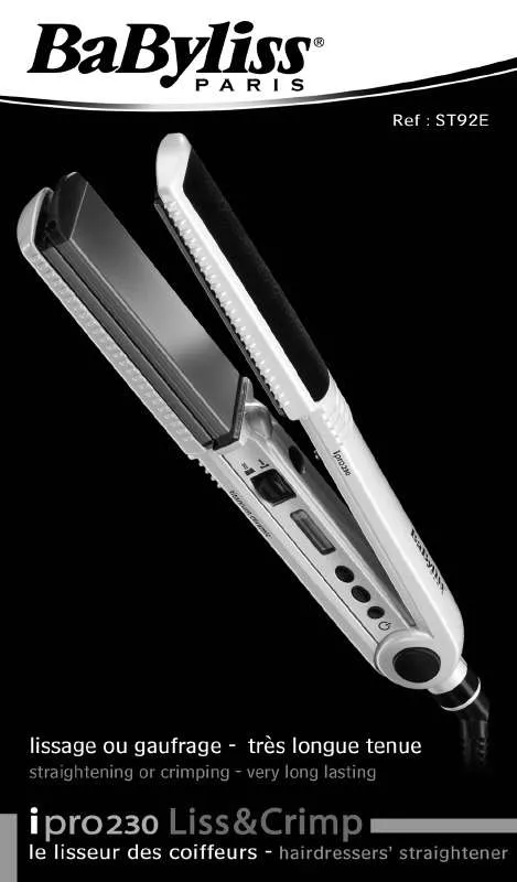 Mode d'emploi BABYLISS ST92E