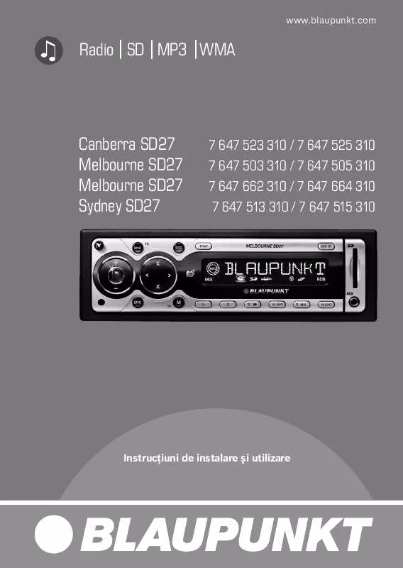 Mode d'emploi BLAUPUNKT CANBERRA SD27 GREEN