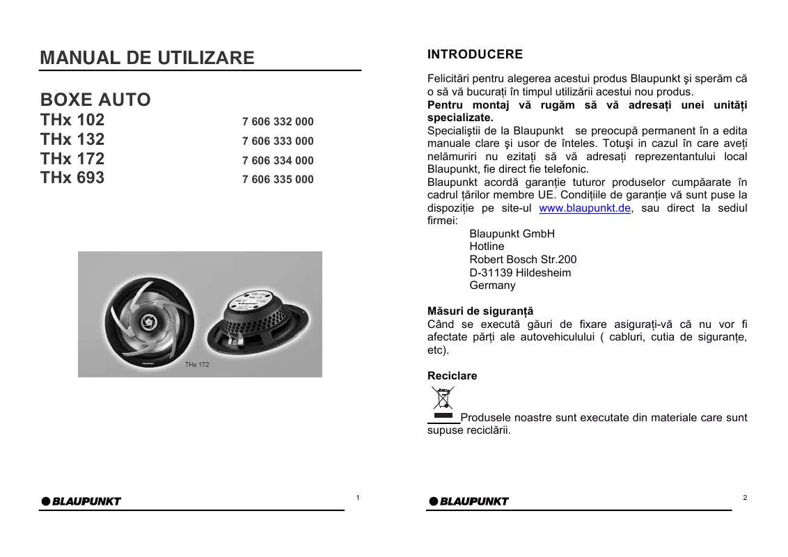 Mode d'emploi BLAUPUNKT THX 132