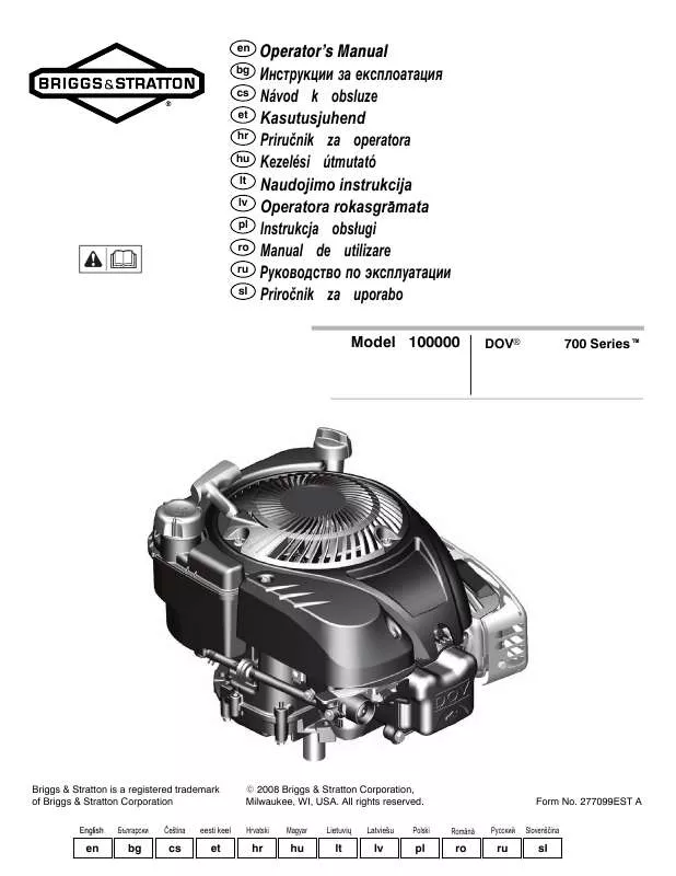 Mode d'emploi BRIGGS & STRATTON 100600