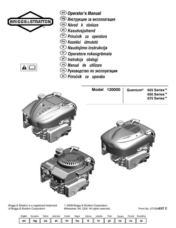 Mode d'emploi BRIGGS & STRATTON 120000 QUANTUM 625