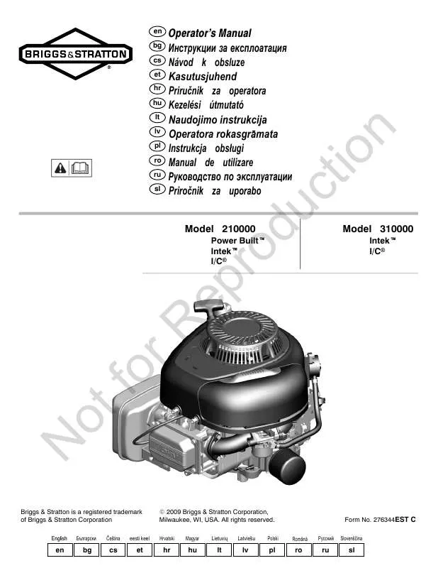 Mode d'emploi BRIGGS & STRATTON 210800