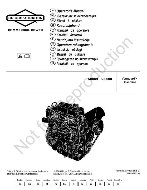 Mode d'emploi BRIGGS & STRATTON 580447