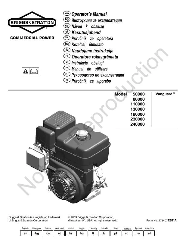 Mode d'emploi BRIGGS & STRATTON 85400