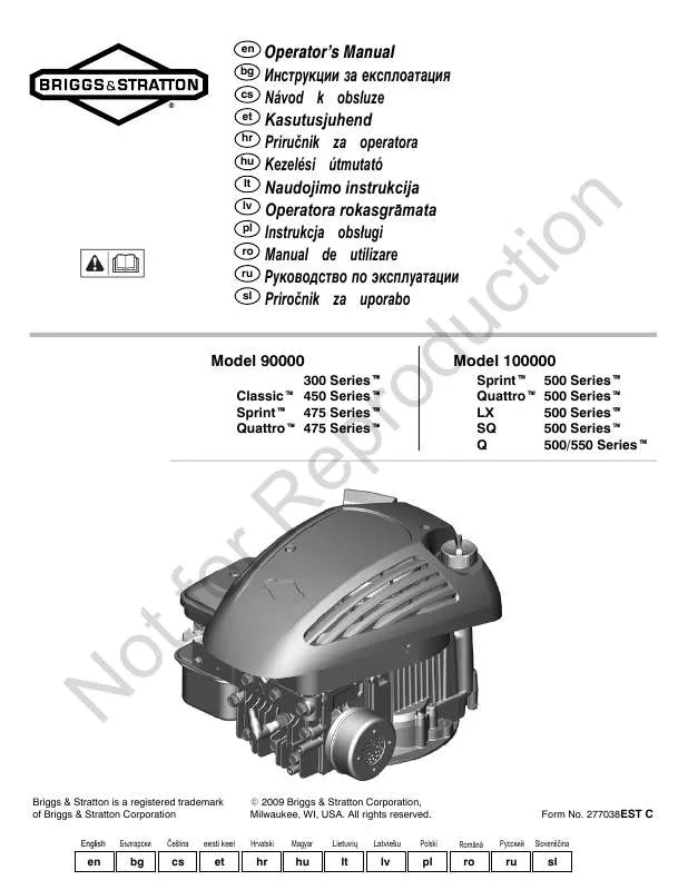 Mode d'emploi BRIGGS & STRATTON 95900