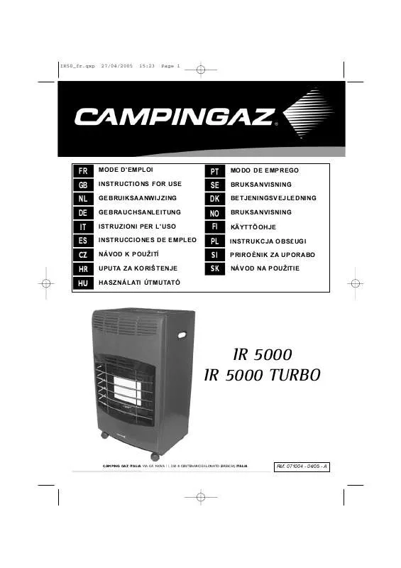 Mode d'emploi CAMPINGAZ IR 5000 TURBO