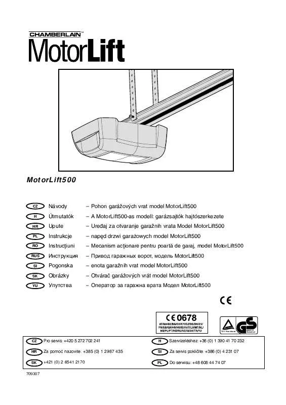 Mode d'emploi CHAMBERLAIN MOTORLIFT 500