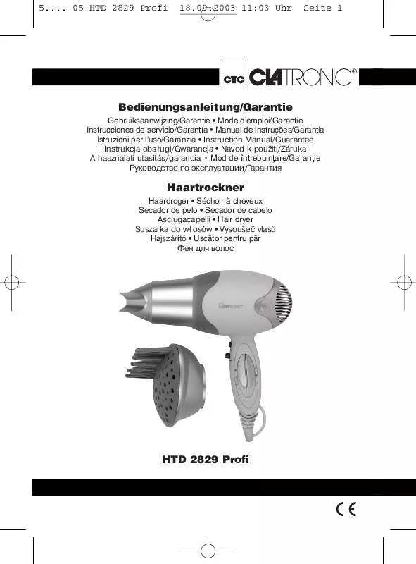 Mode d'emploi CLATRONIC HTD 2829 PROFI