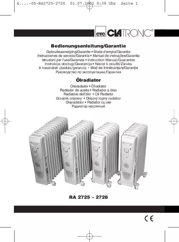 Mode d'emploi CLATRONIC RA 2725