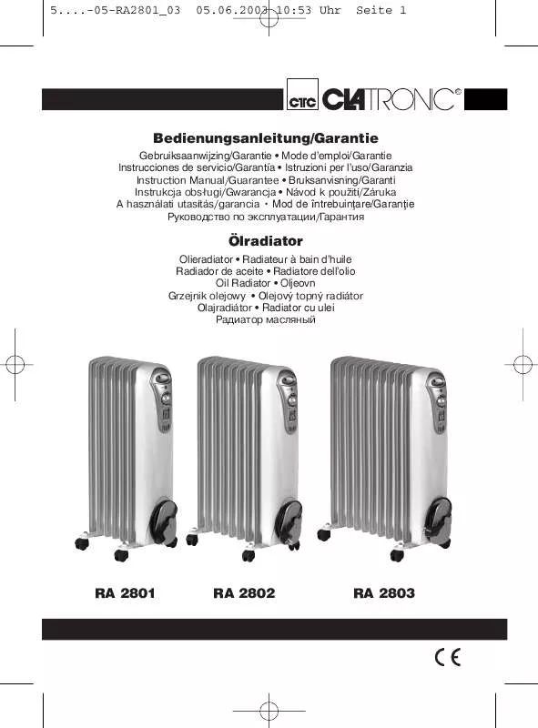 Mode d'emploi CLATRONIC RA 2801