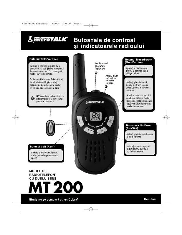 Mode d'emploi COBRA MT 200