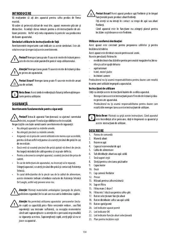 Mode d'emploi DELONGHI ECO 310.BK