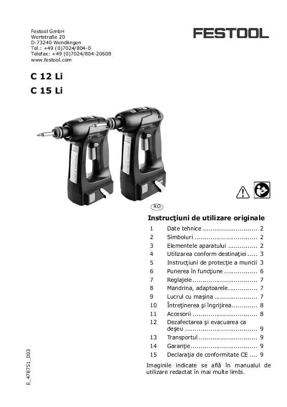 Mode d'emploi FESTOOL C 12 LI