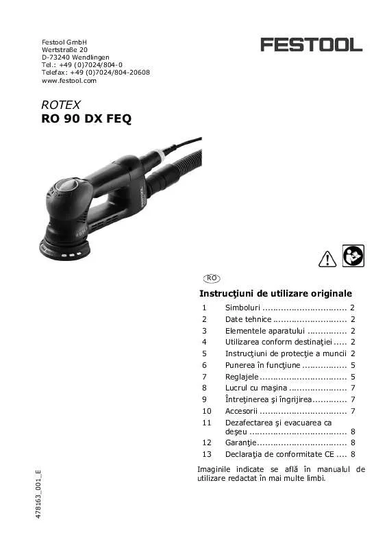 Mode d'emploi FESTOOL RO 90 DX FEQ