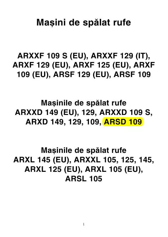 Mode d'emploi HOTPOINT-ARISTON 109