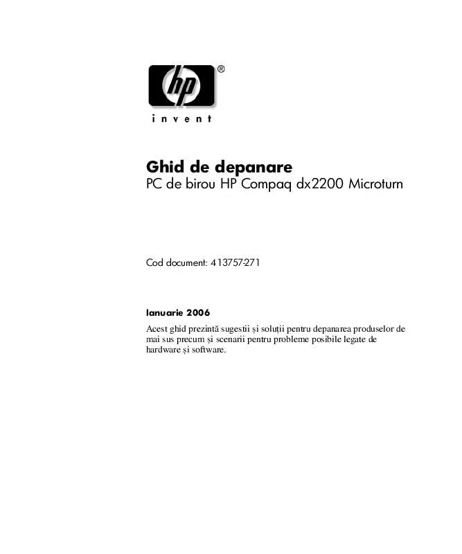 Mode d'emploi HP COMPAQ DX2200 MICROTOWER PC