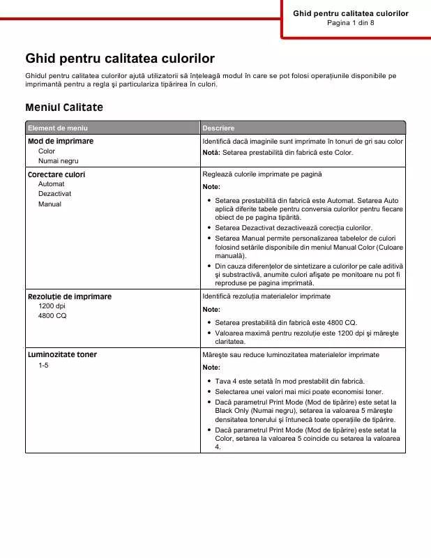 Mode d'emploi LEXMARK C734DN