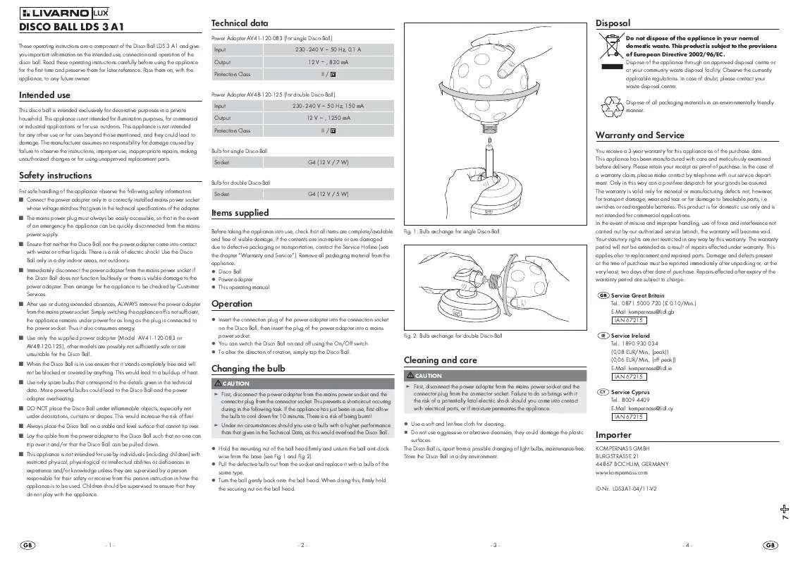 Mode d'emploi LIVARNO LDS 3 A1