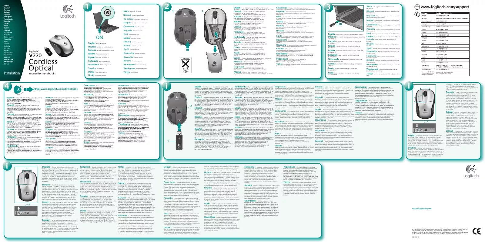 Mode d'emploi LOGITECH V220 CORDLESS OPTICAL