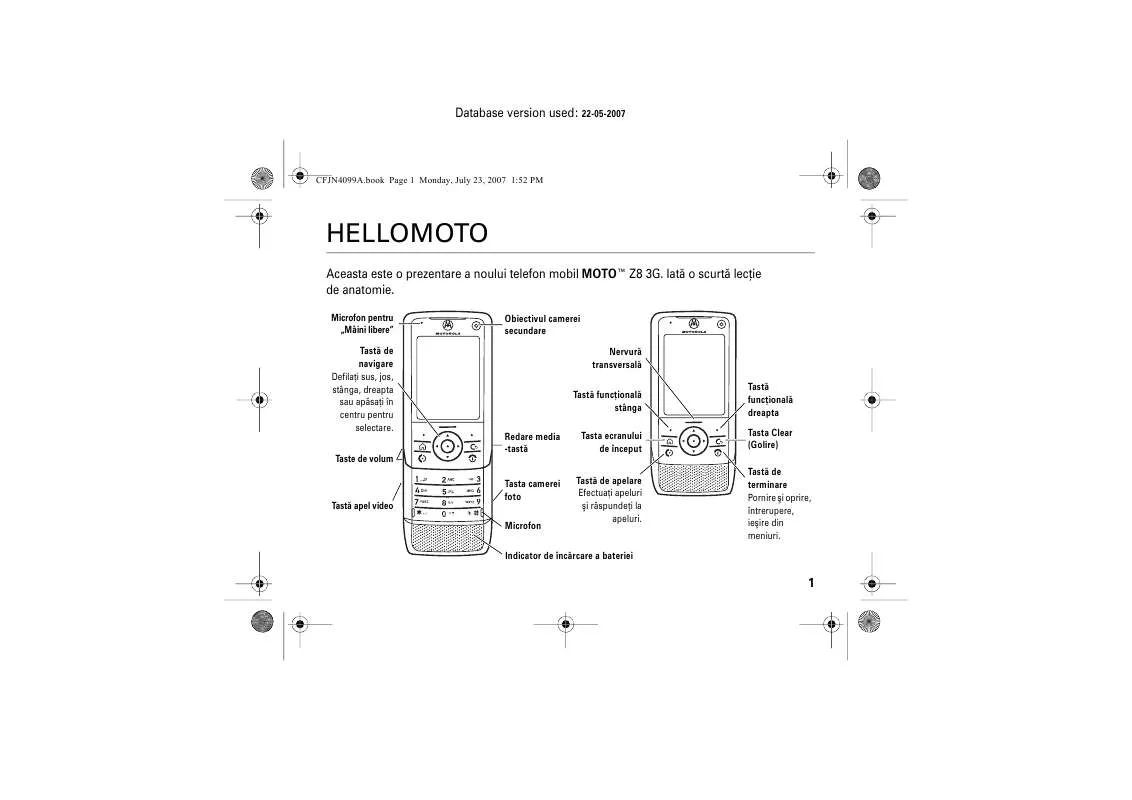 Mode d'emploi MOTOROLA MOTO Z8 FERRARI