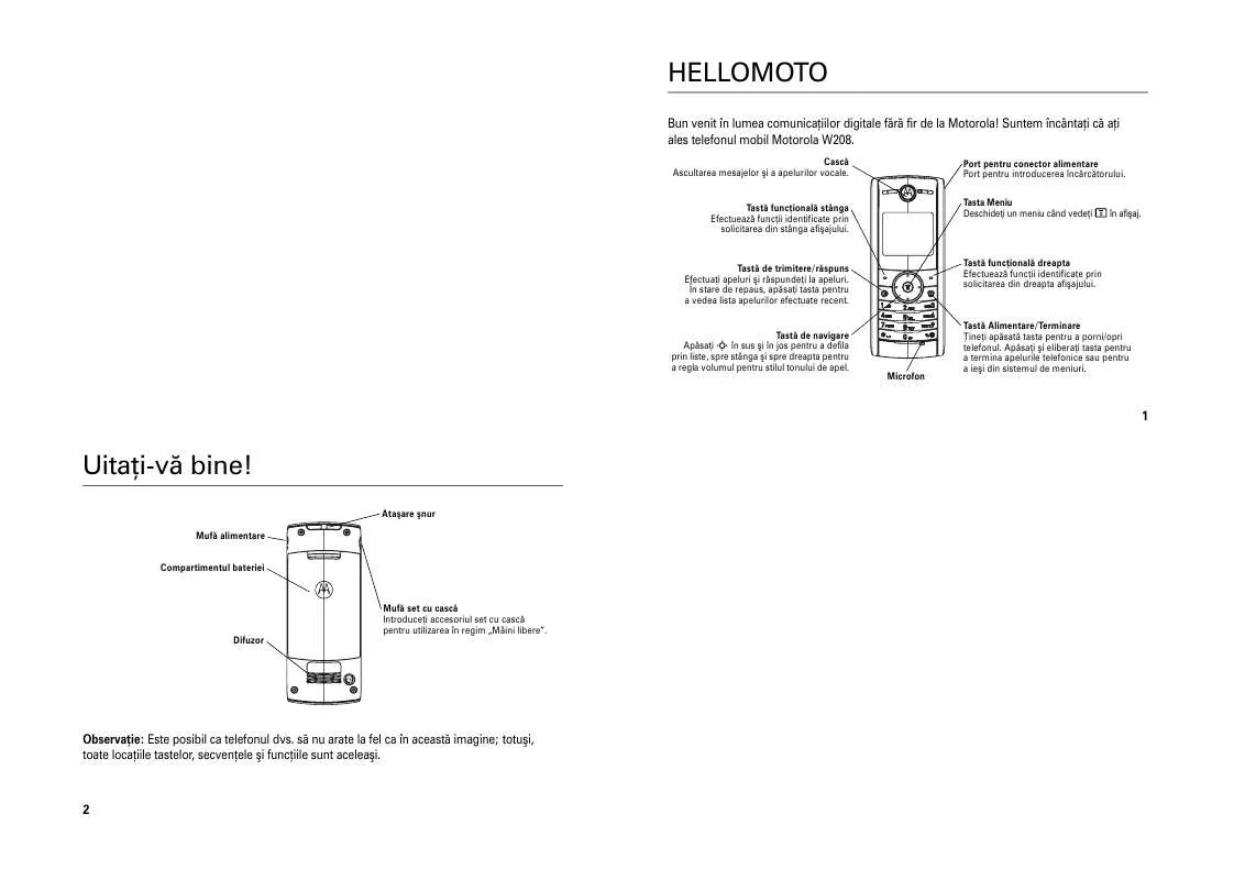 Mode d'emploi MOTOROLA W208