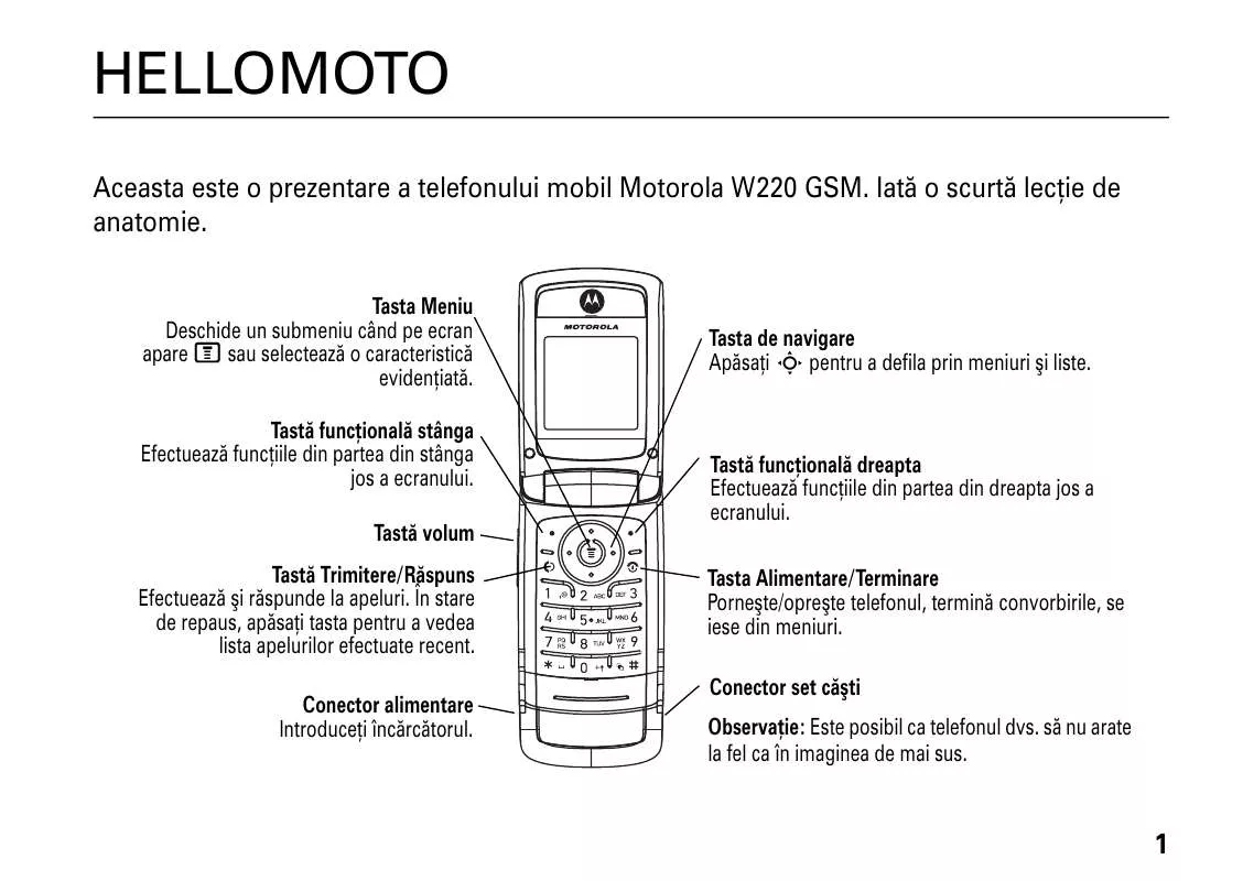 Mode d'emploi MOTOROLA W220