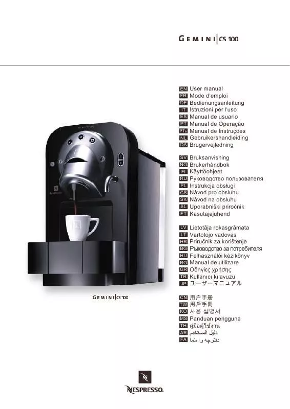 Mode d'emploi NESPRESSO GEMINI CS 100