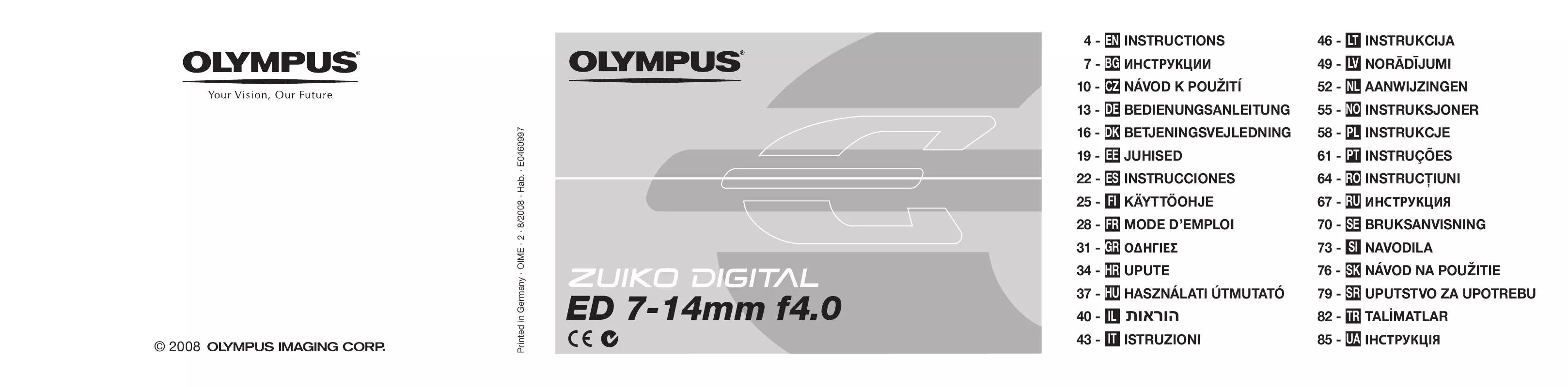 Mode d'emploi OLYMPUS ZUIKO DIGITAL ED 7